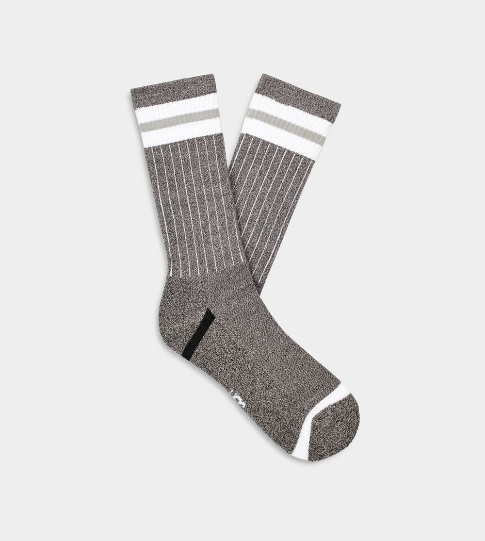 Ugg Noel Three Stripe Crew - Mens Socks - Grey - NZ (6238WQMZK)